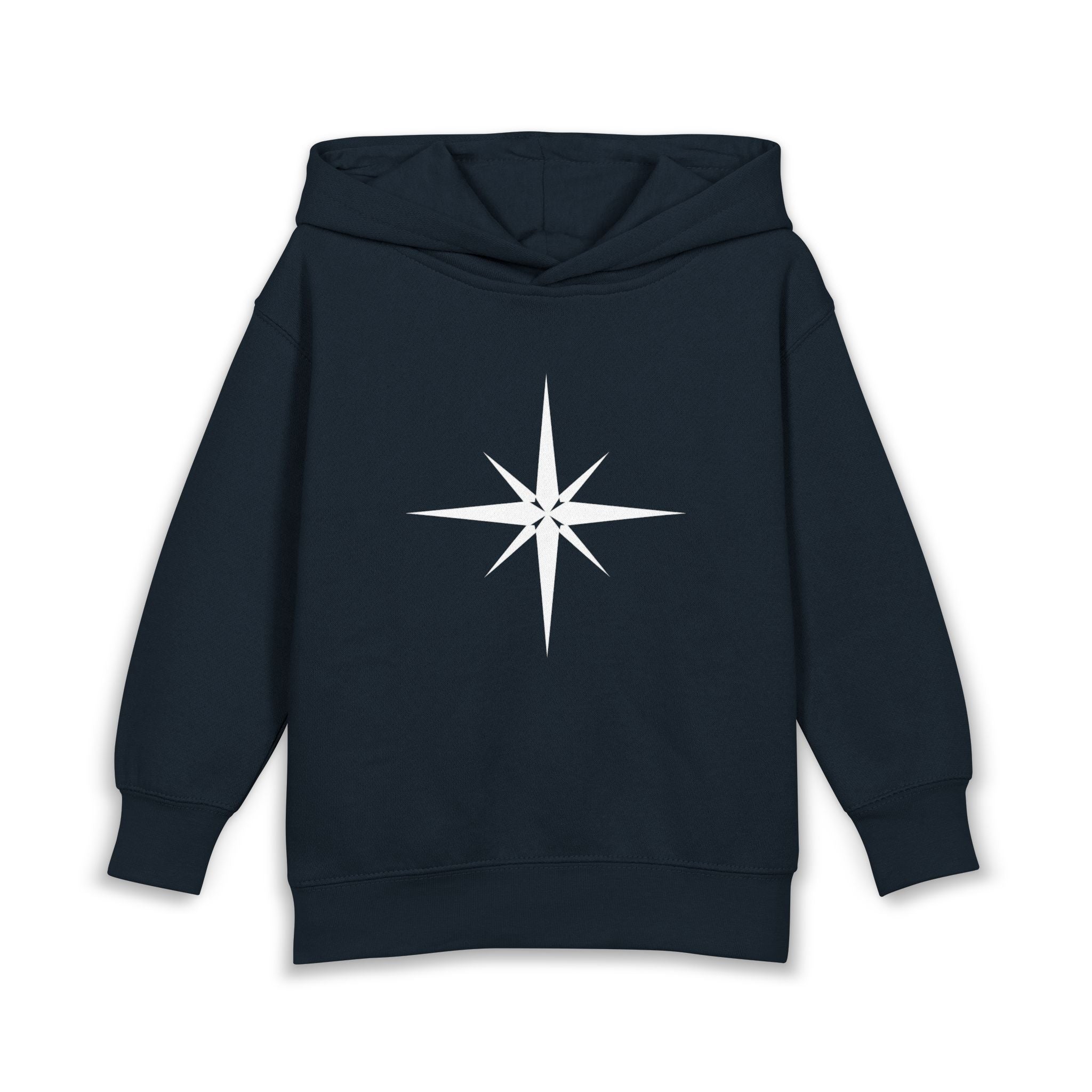 Toddler Hoodie with Star Compass Graphic — Cozy Fleece Pullover for Kids