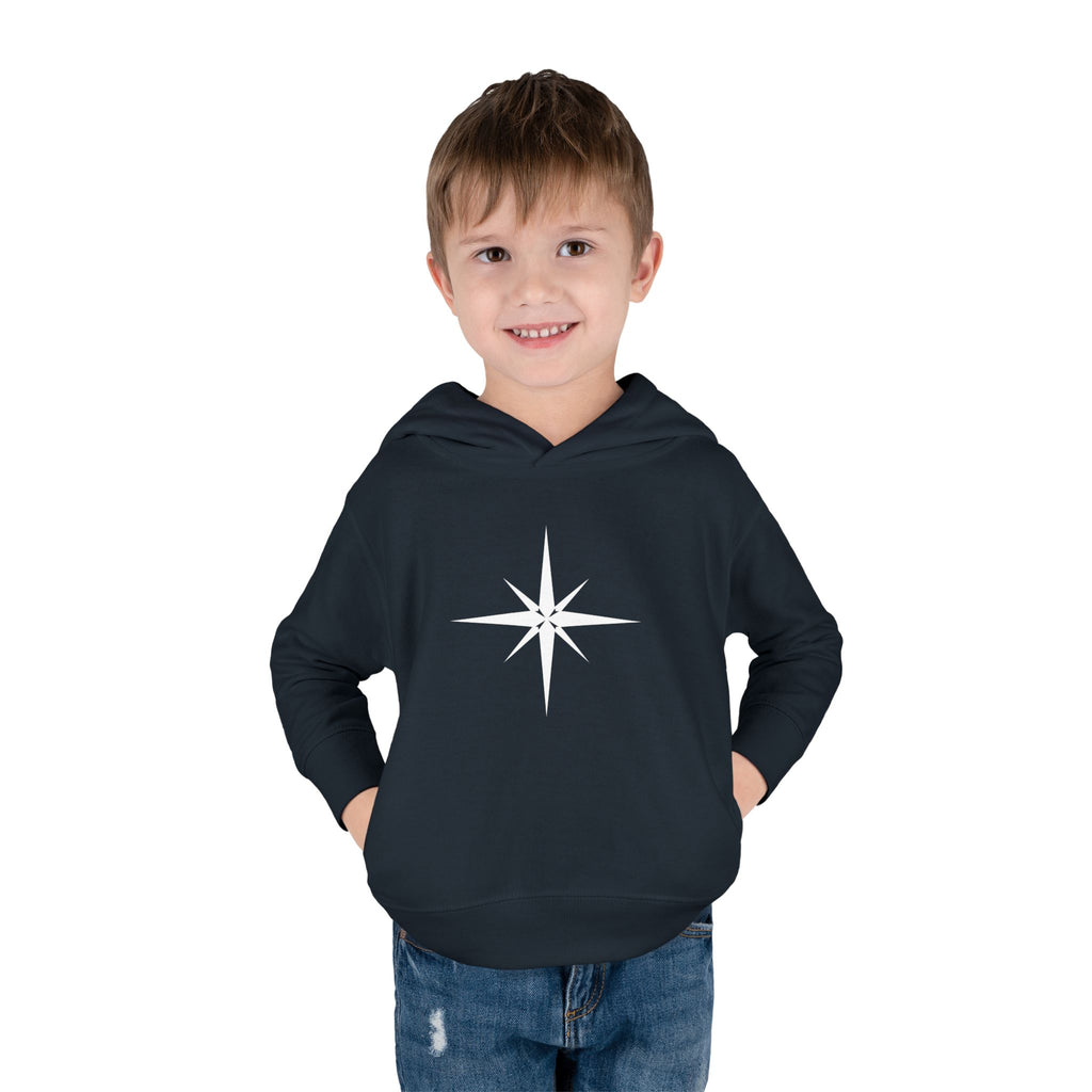 Toddler Hoodie with Star Compass Graphic — Cozy Fleece Pullover for Kids
